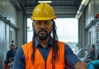 Employé portant des équipements de sécurité